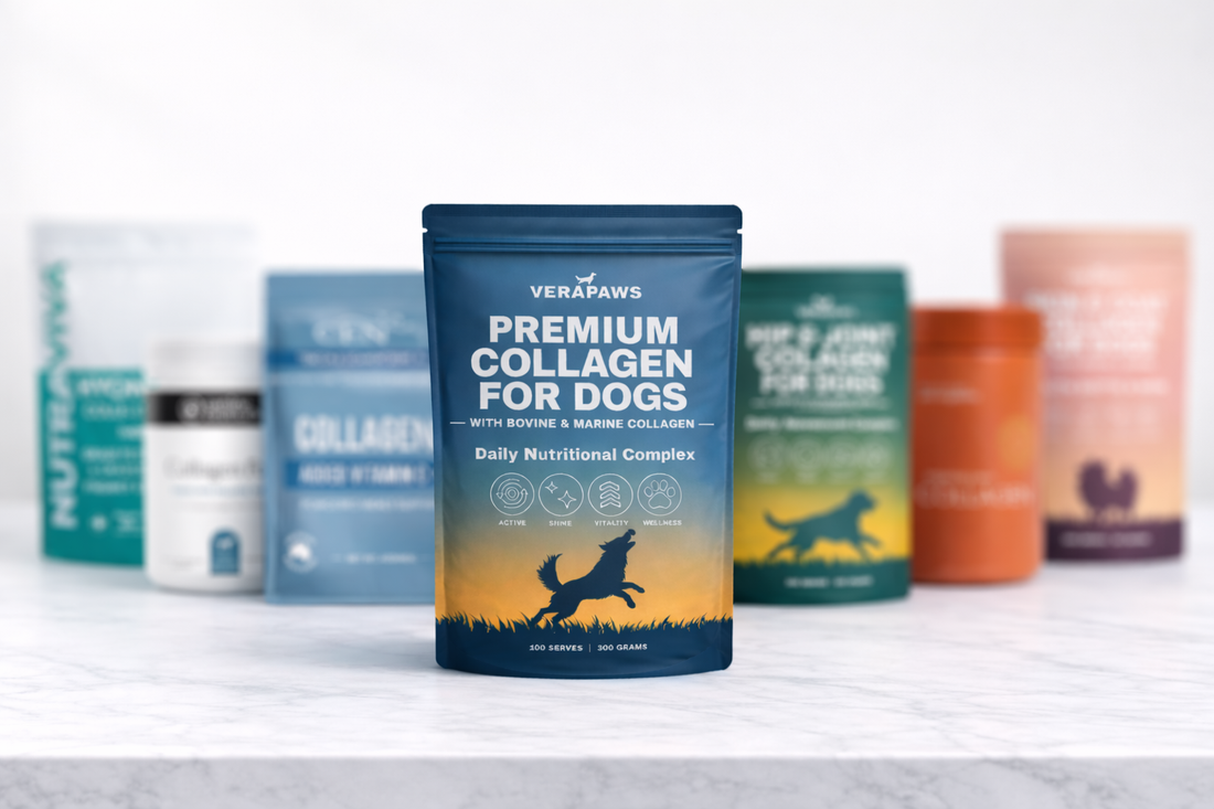 Line up of the best bovine and marine collagen for Dogs in Australia