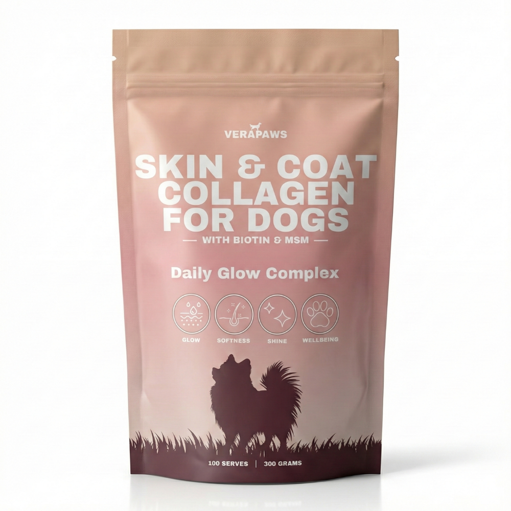 Package of Verapaws Skin & Coat Collagen for Dogs on a white background
