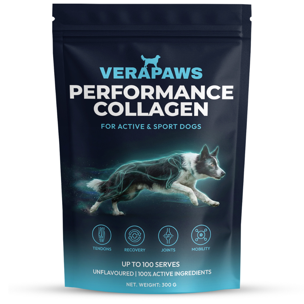 Verapaws Performance Collagen package for active dogs on a white background